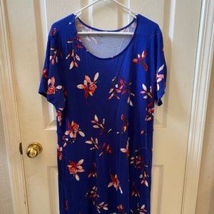 Plus Size Blue EVRI Skater Dress (2X)
